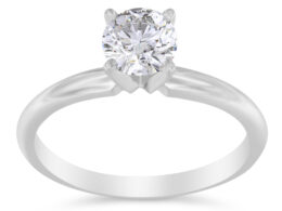 14K White Gold 4/5 Cttw GIA Certified 4 Prong Set Round Brilliant Cut Diamond Solitaire Engagement Ring (I-J Color, VVS1-VVS2 Clarity) - Size 6