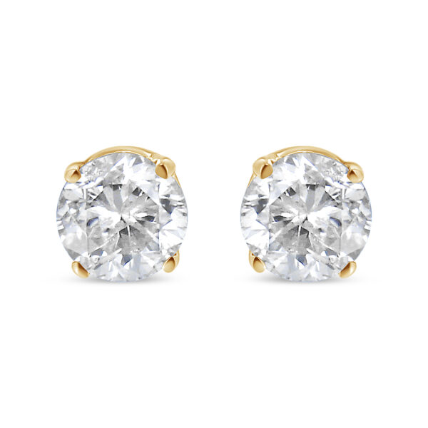 10K Yellow Gold over .925 Sterling Silver 3/4 Cttw Round Brilliant-Cut Diamond Classic 4-Prong Stud Earrings (K-L Color, I2-I3 Clarity)