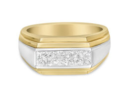 14K Yellow and White Gold 1.00 Cttw Princess-Cut Diamond Modern Gent's Band (G-H Color, SI1-SI2 Clarity) - Size 10