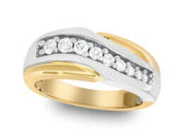14K Yellow and White Gold 1/2 Cttw Round-Cut Diamond Classic Gent's Band (H-I Color, I1 Clarity) - Size 10