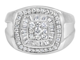 14K White Gold Men's Diamond Band Ring (1 cttw, H-I Color, SI1-I2 Clarity)