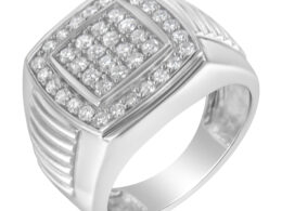 14K White Gold Men's Diamond Squared Band Ring (1 cttw, H-I Color, SI2-I1 Clarity)