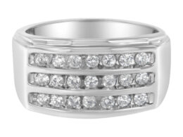 14K White Gold Men's Diamond Channel Set Band Ring (1 cttw, H-I Color, SI2-I1 Clarity)