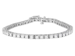 14K White Gold Round-Cut Diamond Tennis Bracelet (4.00 cttw, I-J Color, I2-I3 Clarity)