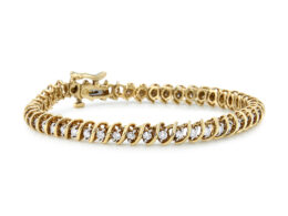 14K Yellow Gold 2.0 Cttw Prong Set Round Brilliant Diamond S Link Tennis Bracelet (I-J Color, I1-I2 Clarity) - 7"