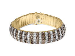 10K Yellow Gold 10-1/3 Cttw Alternating Coco Color and White Diamond 5 Row Tennis Bracelet (Brown/H-I Color, SI1-SI2 Clarity) - Size 7.25