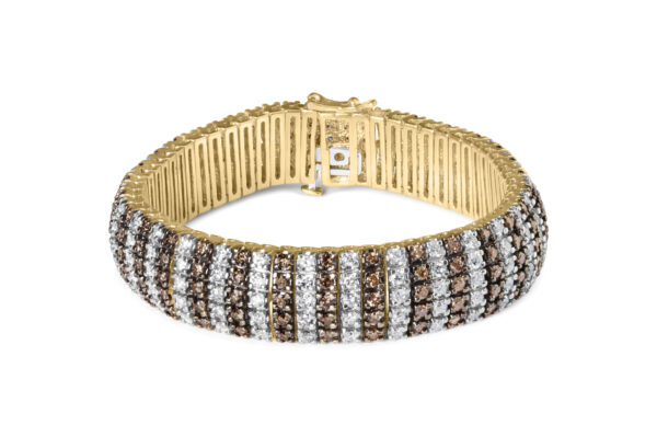10K Yellow Gold 10-1/3 Cttw Alternating Coco Color and White Diamond 5 Row Tennis Bracelet (Brown/H-I Color, SI1-SI2 Clarity) - Size 7.25