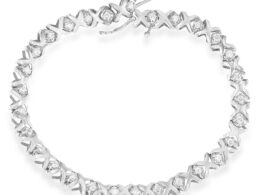10K White Gold 1.0 Cttw Round Brilliant Diamond Miracle Set X-Link 7" Tennis Bracelet with Box Clasp (H-I Color, SI1-SI2 Clarity)