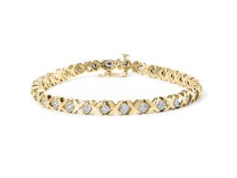 10K Yellow Gold 1.0 Cttw Round Brilliant Diamond Miracle Set X-Link 7" Tennis Bracelet with Box Clasp (H-I Color, SI1-SI2 Clarity)