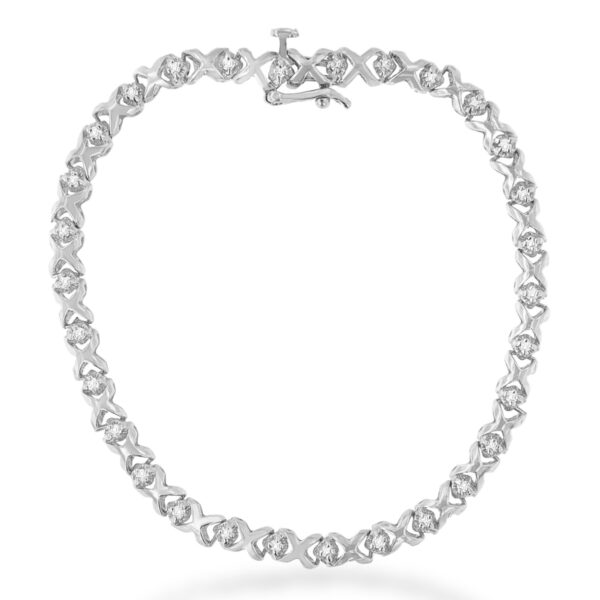 10K White Gold X-Link Tennis Bracelet with Round-Cut Diamond (1/4 cttw, I-J Color, I2-I3 Clarity)