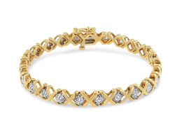 10K Yellow Gold 2.00 Cttw Round-Cut Diamond "X" Link Tennis Bracelet (I-J Color, I3 Clarity) - 7"