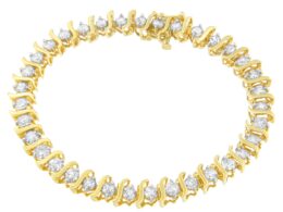 10K Yellow Gold Round Cut S-Link Diamond Bracelet (5.00 cttw, I-J Color, I2-I3 Clarity)