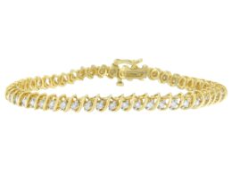 14K Yellow Gold Round Cut Bonded Diamond Bracelet (2 cttw, I-J Color, I1-I2 Clarity)