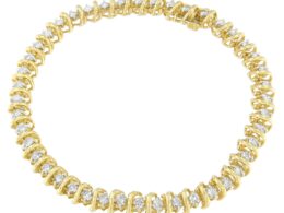 14K Yellow Gold Round Cut Diamond Wrap Bracelet (3.00 cttw, H-I Color, I1-I2 Clarity)
