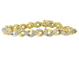 10K Yellow Gold Round Cut Diamond Infinite Love Bracelet (0.75 cttw, I-J Color, I1-I2 Clarity)