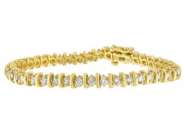 14K Yellow Gold Round-Cut Diamond Link Bracelet (3.00 cttw, H-I Color, I1-I2 Clarity)