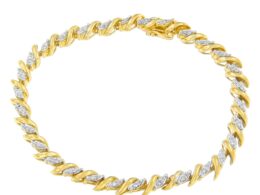 10K Yellow Gold Round Cut Pavé Diamond Bracelet (1.00 cttw, H-I Color, I1-I2 Clarity)