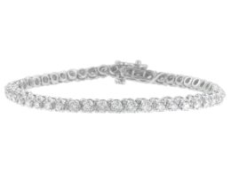 14K White Gold Round-Cut Diamond Tennis Bracelet (3.00 cttw, G-H Color, I1-I2 Clarity)