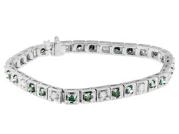 14K White Gold White And Treated Blue Diamond Bracelet (4 3/4 cttw, H-I Color, I1-I2 Clarity)