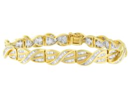 14K Yellow Gold Baguette Cut Diamond Bracelet (3.00 cttw, H-I Color, I1-I2 Clarity)