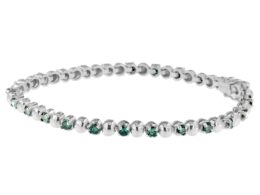14K White Gold Round-Cut Blue Diamonds Bracelet (3.00 cttw, Blue Color, Clarity)