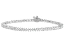 14K White Gold Round Cut Diamond Tennis Bracelet (2.00 cttw, H-I Color, SI2-I1 Clarity)