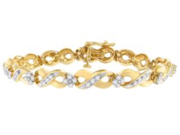 14K Yellow Gold Round-Cut Diamond Infinite Love Bracelet (1.00 cttw, I-J Color, I2-I3 Clarity)
