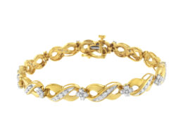 10K Yellow Gold Round-Cut Diamond Infinite Love Bracelet (1.00 cttw, I-J Color, I2-I3 Clarity)