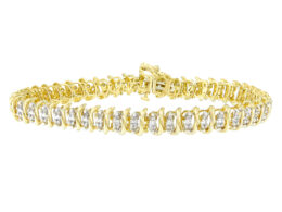 10K Yellow Gold Round Cut Diamond S-Curve Bracelet (1.00 cttw, J-K Color, I2-I3 Clarity)