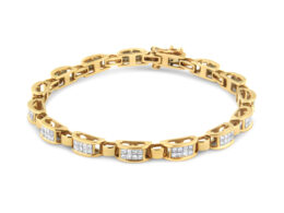 14K Yellow Gold 2 1/2 Cttw Princess-Cut Diamond Link Tennis Bracelet (H-I Color, SI2-I1 Clarity) - 7.25"