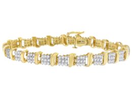 10K Yellow Gold Round-Cut Diamond Cluster Bracelet (2.00 cttw, J-K Color, I2-I3 Clarity)