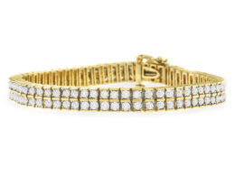 10K Yellow Gold Round-Cut Diamond Layers of Love Bracelet (5.00 cttw, K-L Color, I1-I2 Clarity)