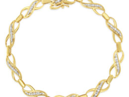10K Yellow Gold Round-Cut Infinite Love Diamond Bracelet (0.25 cttw, I-J Color, I2-I3 Clarity)