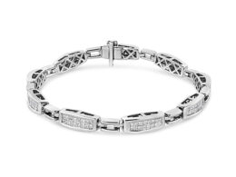 14K White Gold 2.00 Cttw Invisble-Set Princess Diamond Link Bracelet (I1-I2 Clarity, I-J Color) - 7.25"