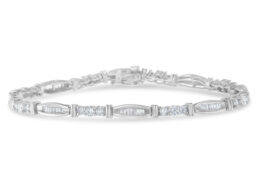 14k White Gold Geometric Pattern Diamond Tennis Bracelet (3 cttw, H-I Color, SI2-I1 Clarity)
