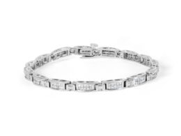 14K White Gold 2.0 Cttw Baguette and Princess-Cut Diamond Tennis Bracelet (H-I Color, SI1-SI2 Clarity) - 7"