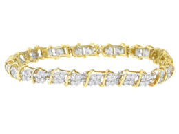 10K Yellow Gold Round Cut Diamond Square Link Bracelet (2.00 cttw, H-I Color, SI1-SI2 Clarity)