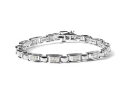 14K White Gold 1.00 Cttw Princess-Cut Diamond Link Bracelet (I-J Color, I1-I2 Clarity) - Size 7.25