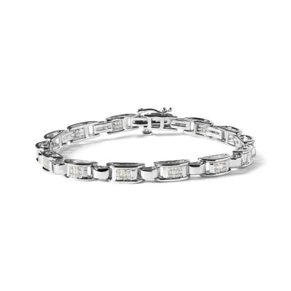 14K White Gold 1.00 Cttw Princess-Cut Diamond Link Bracelet (I-J Color, I1-I2 Clarity) - Size 7.25