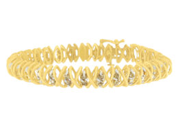 10K Yellow Gold Round Cut Champagne Diamond Interlocking Diamond Bracelet (4.00 cttw, J-K Color, I2-I3 Clarity)