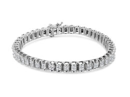 14K White Gold 3.00 Cttw Princess Diamond Composite Link Tennis Bracelet (I-J Color, I1-I2 Clarity) - 7.25"