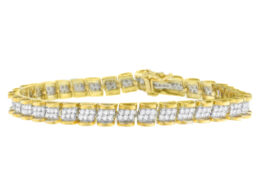 10K Yellow Gold Round Cut Diamond Diagonal Link Bracelet (2.00 cttw, I-J Color, I3 Clarity)