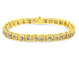 14K Yellow Gold 10.0 cttw Round-Brilliant Diamond Classic 7" Tennis Bracelet (J-K Color, I1-I2 Clarity)