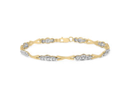 10K Yellow Gold Round-Cut Diamond XOXO Bracelet (1.00 cttw, H-I Color, I3 Clarity)