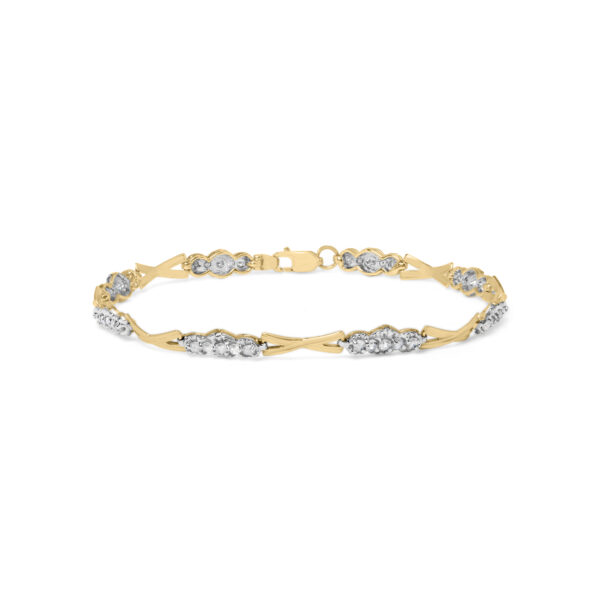 10K Yellow Gold Round-Cut Diamond XOXO Bracelet (1.00 cttw, H-I Color, I3 Clarity)