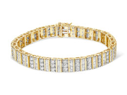 14K Yellow Gold Round and Baguette-Cut Diamond Bracelet (5.50 cttw, H-I Color, I1-I2 Clarity)