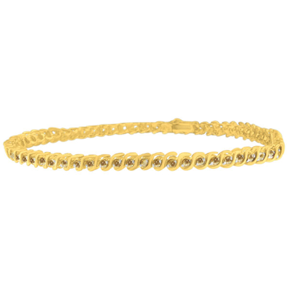 10K Yellow Gold Round Cut Diamond 'S' Bracelet (1.00 cttw, I-J Color, I3 Clarity)