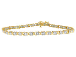 10K Yellow Gold Round Cut Diamond 'X' Bracelet (0.50 cttw, I-J Color, I3 Clarity)