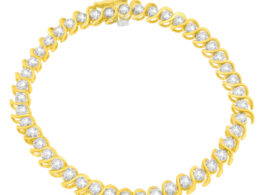 10K Yellow Gold Round Cut Diamond Spiral Bracelet (2.00 cttw, J-K Color, I2-I3 Clarity)