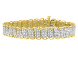 10K Yellow Gold Round Cut Diamond Ring Bracelet (3.00 cttw, J-K Color, I2-I3 Clarity)